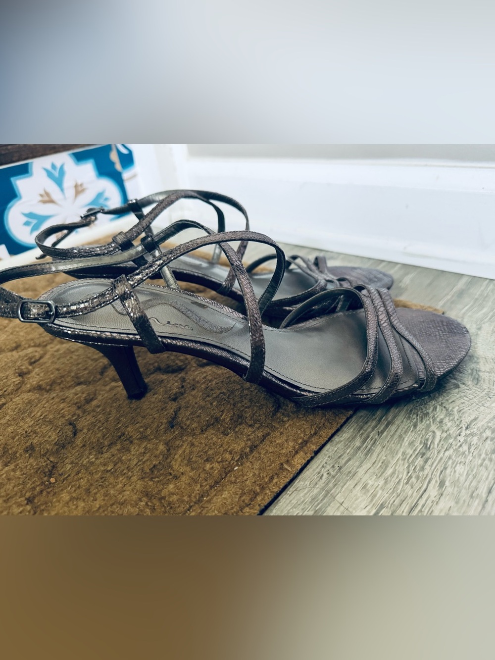 Nino BOSSI Strappy Dress Heels in Dark Silver
